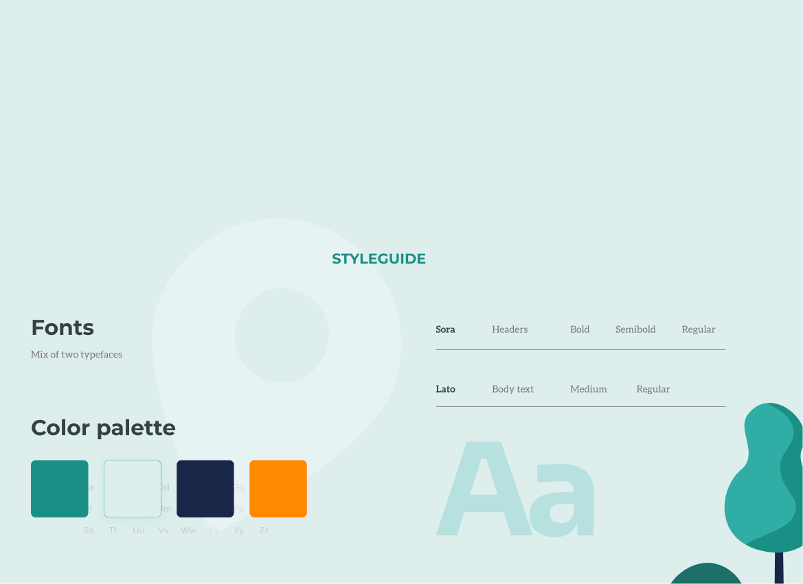 800 Cash Today style guide showing Sora and Lato typography and the brand color palette.